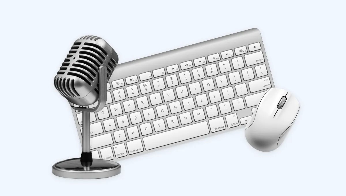 A keyboard, mouse and microphone