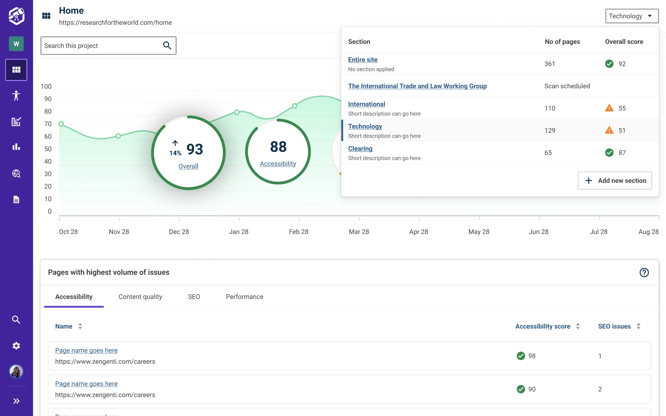 The redesigned section switcher in the Insytful app user interface.